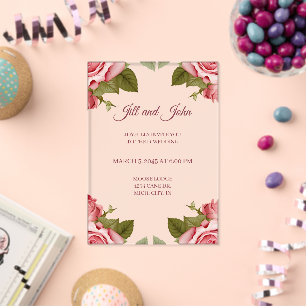 Acrylic Invitation Wedding Clear Rose Floral  