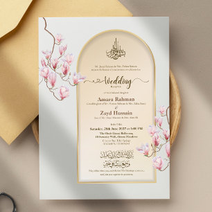 Acrylic Islamic Wedding Invitation   Arch Magnolia