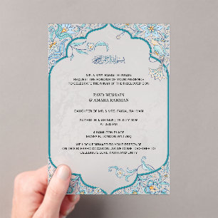 Acrylic Islamic Wedding Invitation Semi-Transpar