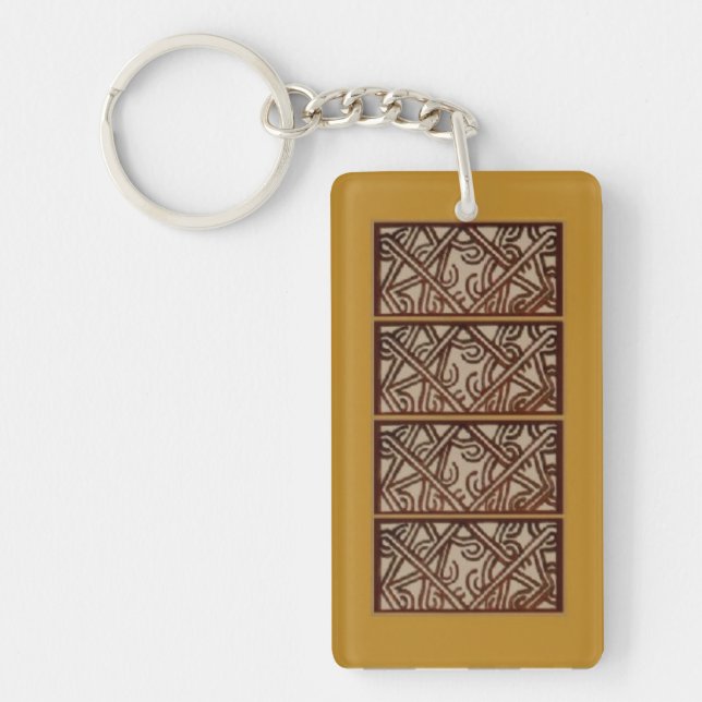 Acrylic Key Fob with Gold Design (Front)