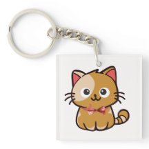 Acrylic key ring with a kitty