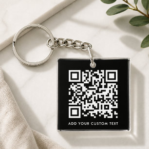 Acrylic Keychain   Black QR Code Business Link Tag