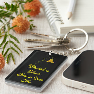 Acrylic Keychain Rectangle (One Side) – Flowers 