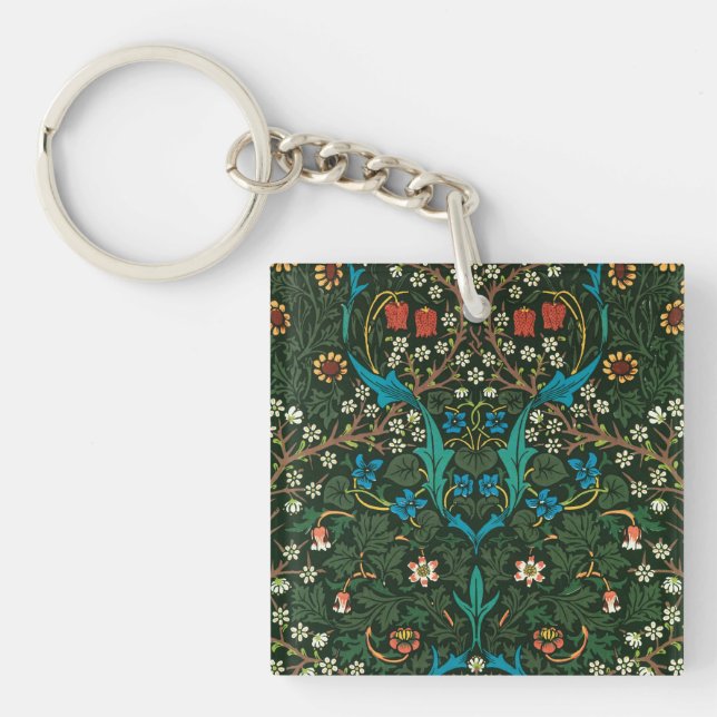 ACRYLIC KEYCHAIN : WILLIAM MORRIS "TULIPS" DESIGN (Front)