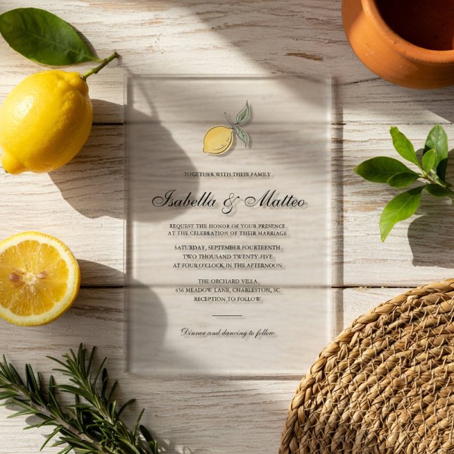 Acrylic Lemon  Minimal Luxury Mediterranean  Invitations (Creator Uploaded)