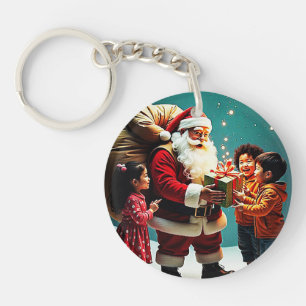 Acrylic Merry Christmas custom circle Keychain
