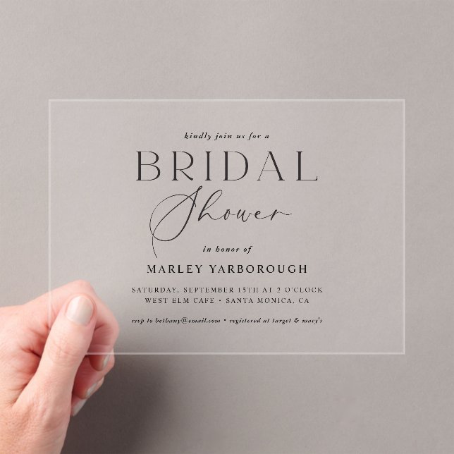 Acrylic Minimal Bridal Shower Party Invitation  (Insitu (Handheld))