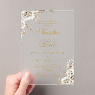 Acrylic minimalist wedding invitation in spanish