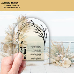 Acrylic Modern Minimalist Simple Bold GOLD Boho Invitations