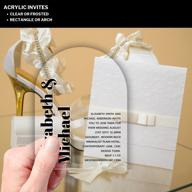 Acrylic Modern Minimalist Simple Bold Plain Black  Invitations (Creator Uploaded)