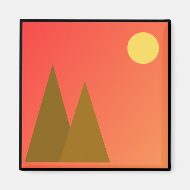 Acrylic modern sunrise illustration  magnet (Front)