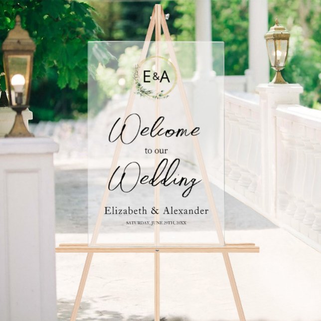 Acrylic Monogram Floral Welcome Party Sign (Creator Uploaded)