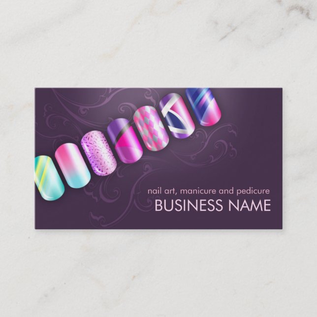 Acrylic Nail Art Business Card Template (Front)