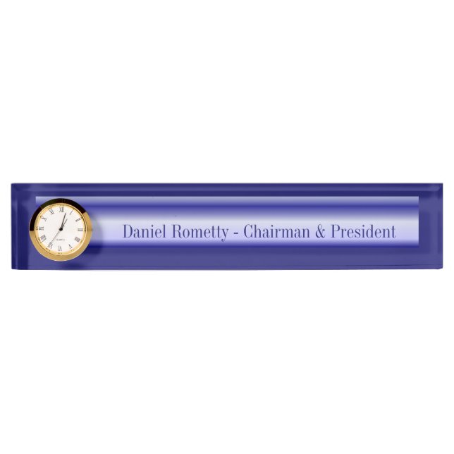 Acrylic Name Plate Clock - Light to Midnight Blue (Front)