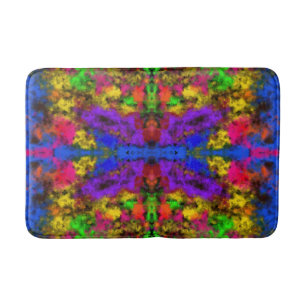 Acrylic Neon Colors Paint Splatter Splash Abstract Bath Mat