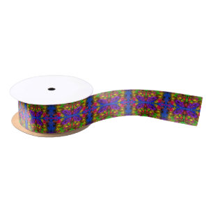 Acrylic Neon Colors Paint Splatter Splash Abstract Satin Ribbon