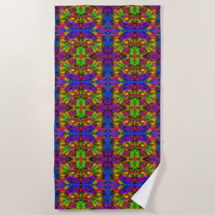 Acrylic Neon Colours Paint Splatter Splash Abstrac Beach Towel