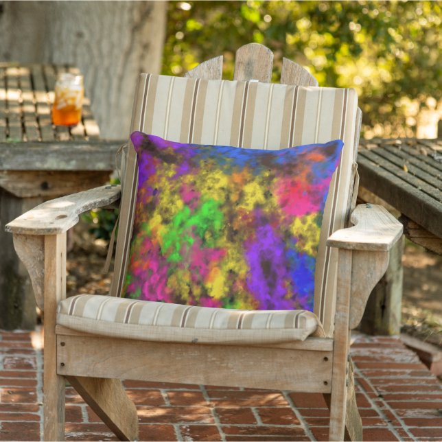 Acrylic Neon Colours Paint Splatter Splash Abstrac Cushion (Chair)