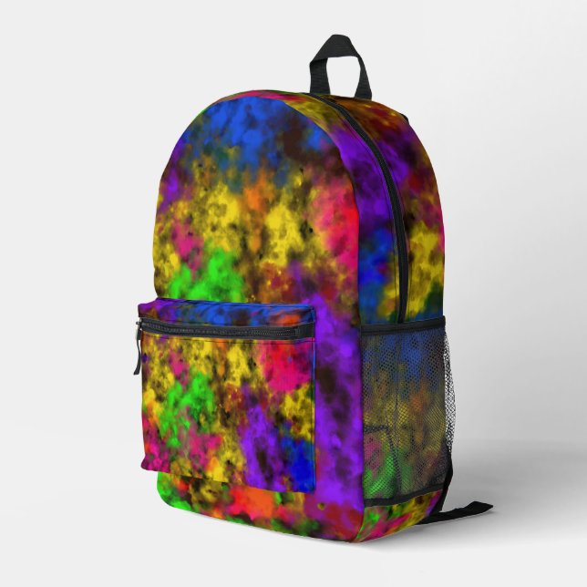 Acrylic Neon Colours Paint Splatter Splash Abstrac Printed Backpack (Back Corner Right)