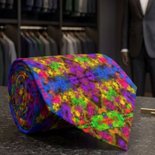 Acrylic Neon Colours Paint Splatter Splash Abstrac Tie