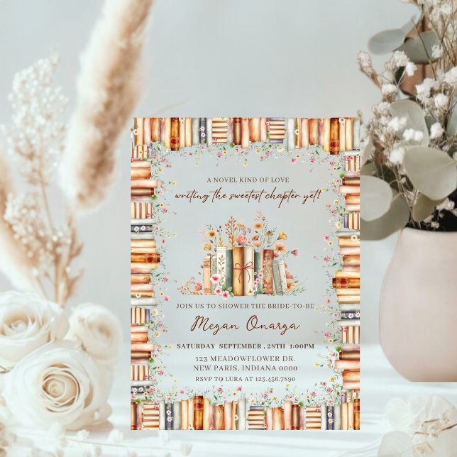 Acrylic New Chapter Floral Books Bridal Shower Invitations (Creator Uploaded)