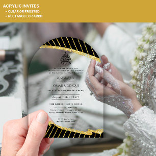 ACRYLIC NIKAH WALIMA BlackGold Elegant Islamic Invitations