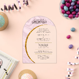 ACRYLIC NIKAH WALIMA Gold Text Elegant Islamic Invitations