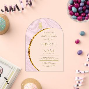 ACRYLIC NIKAH WALIMA Gold Text Elegant Islamic Invitations