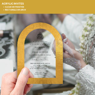 ACRYLIC NIKAH WALIMA Invite Gold Elegant Islamic Invitations