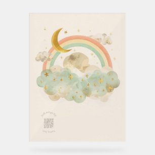 Acrylic Nursery Sign Watercolor Sleeping Moon