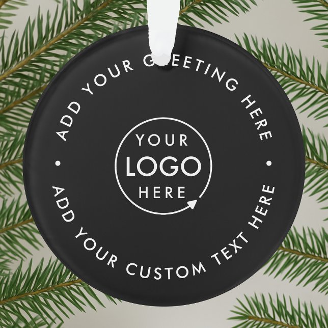 Acrylic Ornament | Business Logo Company Branded  (Business Christmas ornament by Guava, featuring minimalist black acrylic design and custom logo)