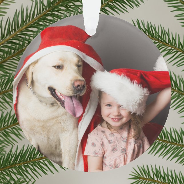 Acrylic Ornament | Oh What Fun Christmas Photo (Personalized acrylic ornament created for families, friends, and cheerful Christmas celebrations)