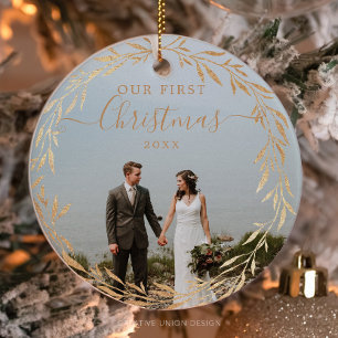 Acrylic Our First Christmas Ornaments - Gold