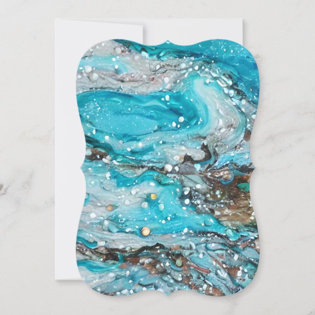 Acrylic Paint Pour Style Ocean Scene  Card (Front)