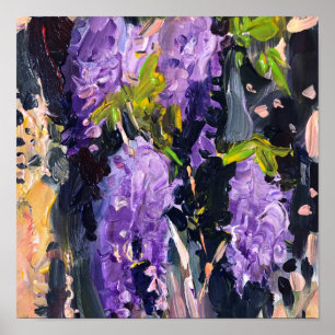 Acrylic painting ,  blooming wisteria poster