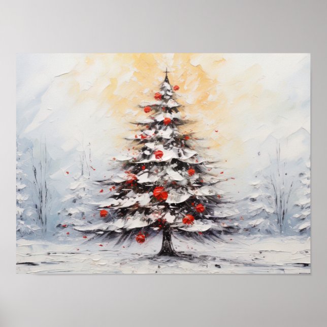 Acrylic Painting Impasto Christmas Tree Poster (Front)