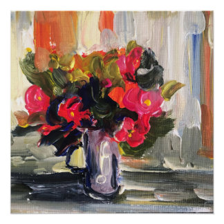 Acrylic painting, red flowers poster
