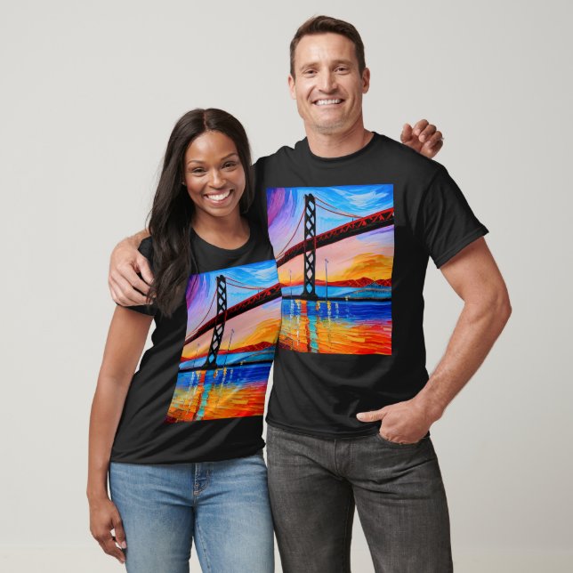 Acrylic Painting, San Francisco Bay Bridge, Sunset T-Shirt (Unisex)