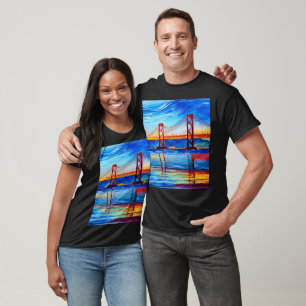 Acrylic Painting, San Francisco Bay Bridge, Sunset T-Shirt