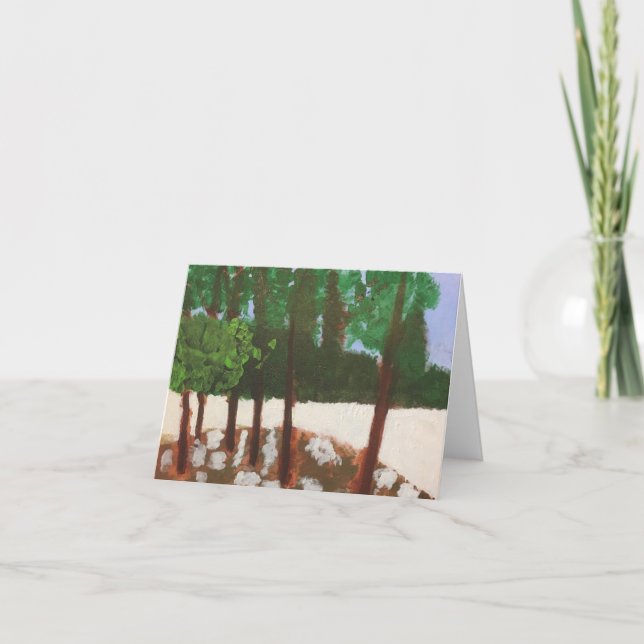 Acrylic painting trees park scene blank note card (Front)