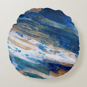 Acrylic painting. Trendy hand painted artwork. Mix Round Cushion