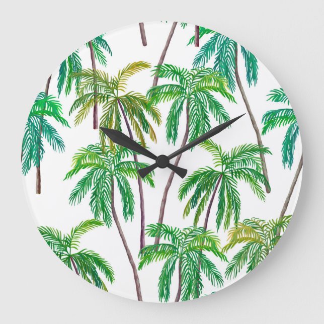Acrylic Palms: Summer Textile Texture. Large Clock (Front)