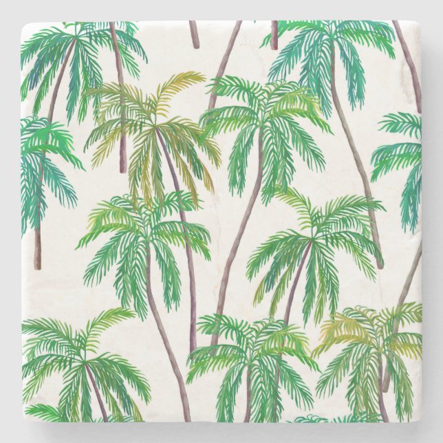 Acrylic Palms: Summer Textile Texture. Stone Coaster (Front)