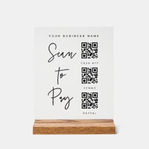 Acrylic Payment Scan QR Sign Business Checkout