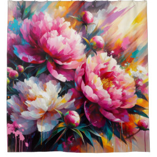 Acrylic Peonies Shower Curtain