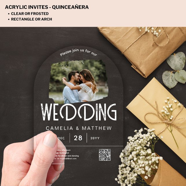 ACRYLIC Photo Wedding Invite Modern QR Code RSVP Acrylic Invitations (Creator Uploaded)