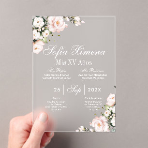 Acrylic pink floral invitation