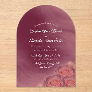 Acrylic Pink Pearls Wedding Invitation