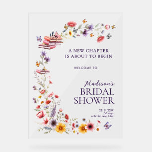  Acrylic Poppy & Lavender Bridal Shower Welcome  Sign