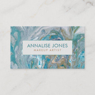 Acrylic pour abstract Emerald coastline Business C Card